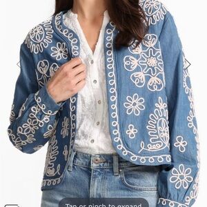 JOHNNY WAS Blue Denim Embroidered Bolero Jacket NWT L